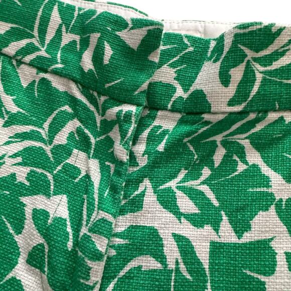 J. Crew 5" Basketweave Shorts Women Sz 4 Green White tropical leaf print 1216 - Picture 2 of 8
